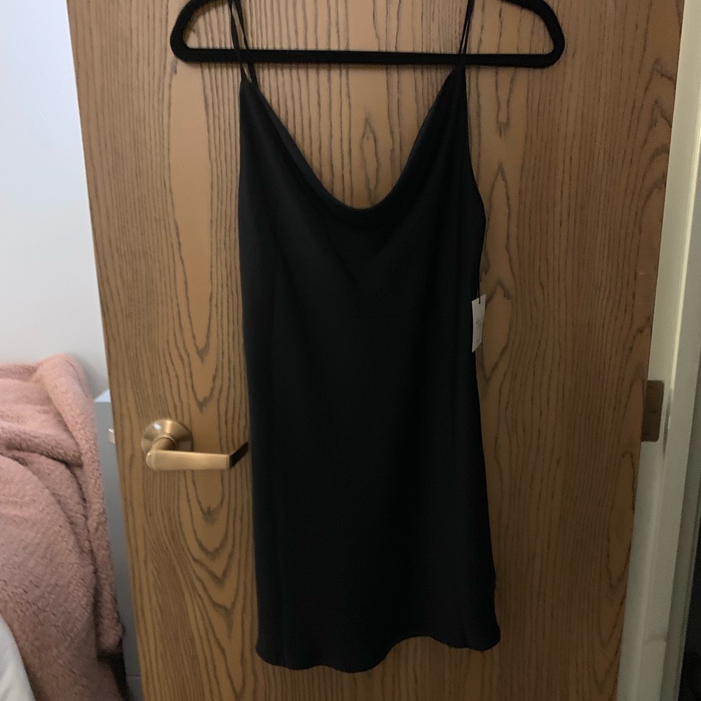 Satin mini dress with cowl neck